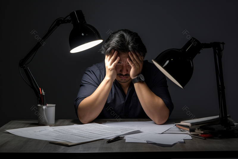 夜晚熬夜加班工作疲惫的设计师,高清,摄影图,摄影图片,图片大全,摄影图免费下载